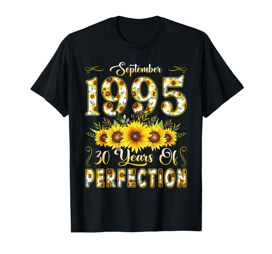 30 Year Old September 1995 Sunflower 30th Birthday Women T-Shirt