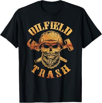 Roughneck Vintage Oilfield Trash T-Shirt, Black, Small, Men's Classic Fit, Short Sleeve, Crew Neck, Solid Black, Imported, Adult, Casual, Vacation, Vintage Theme, Exercise and Fitness