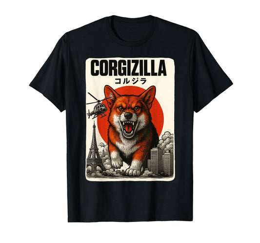 CorgiZilla Japanese Art Cute Corgi Dog Gifts For Mom Dad Kid T-Shirt