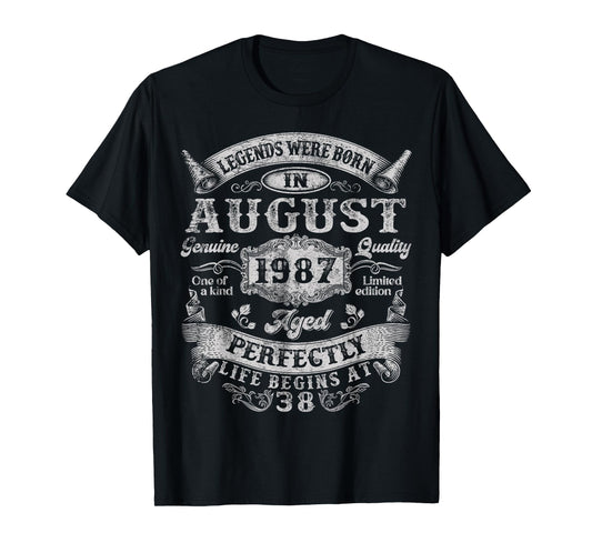 Legends Were Born In August 1987 Vintage 38th Birthday Men T-Shirt