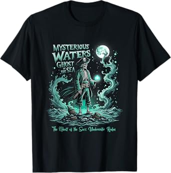 Mysterious Waters Ghost of the Sea Spooky Pirate Graphic T-Shirt
