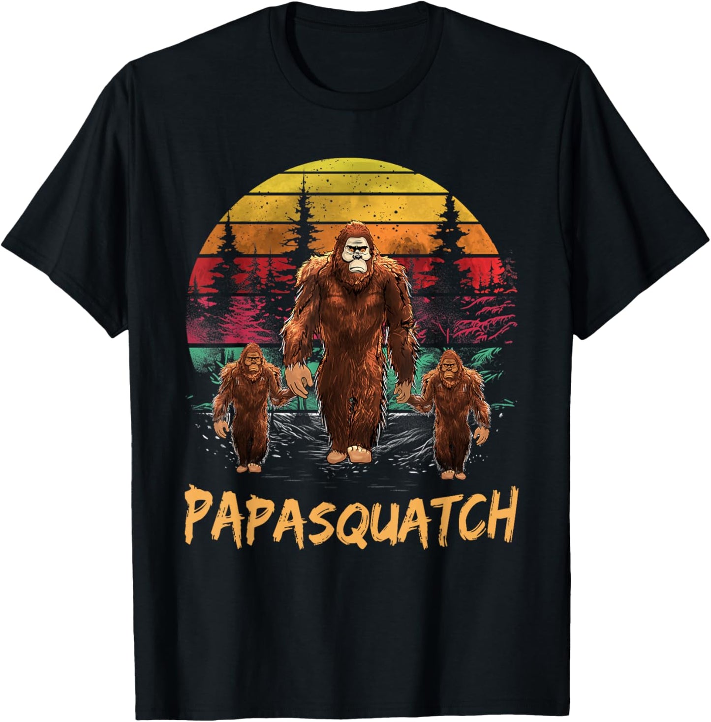 Papa Squatch Retro Bigfoot Dad Sasquatch Yeti Fathers day T-Shirt