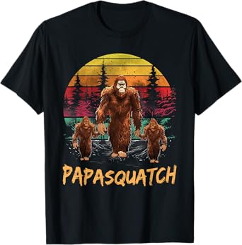 Papa Squatch Retro Bigfoot Dad Sasquatch Yeti Fathers day T-Shirt