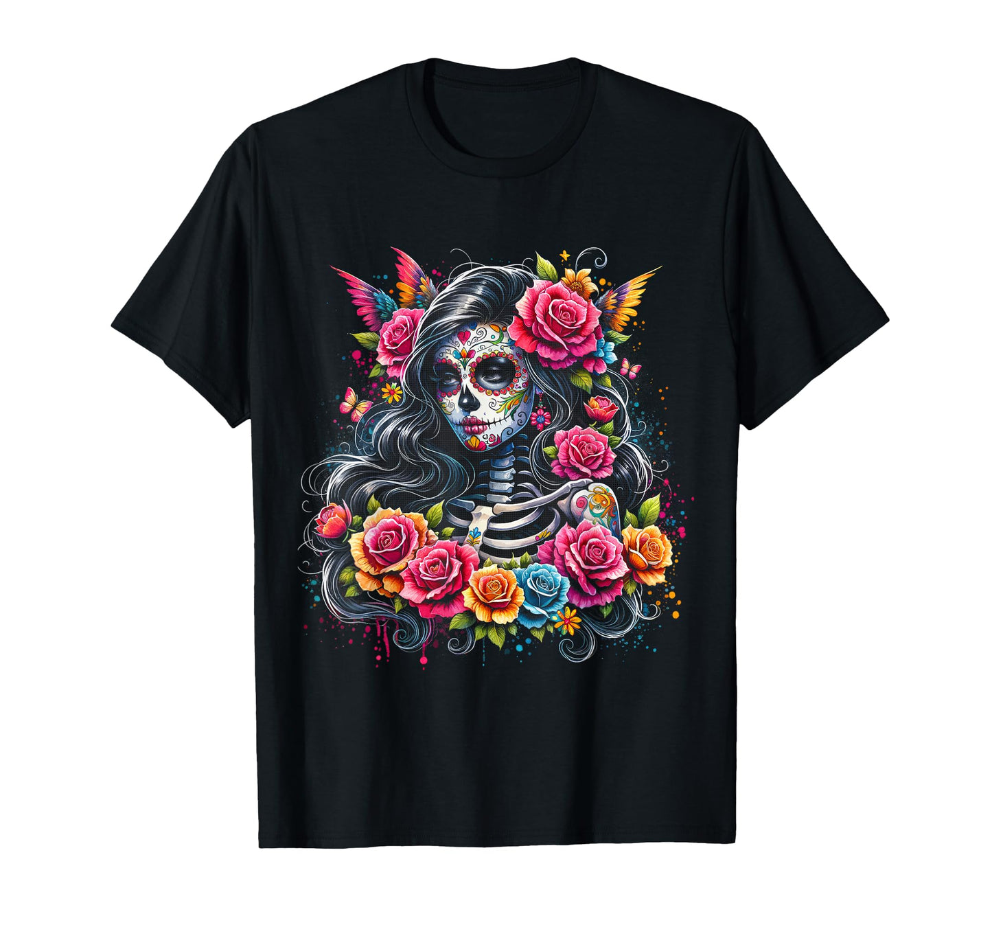 De Los Muertos La Catrina Day of the Dead Sugar Skull Women T-Shirt