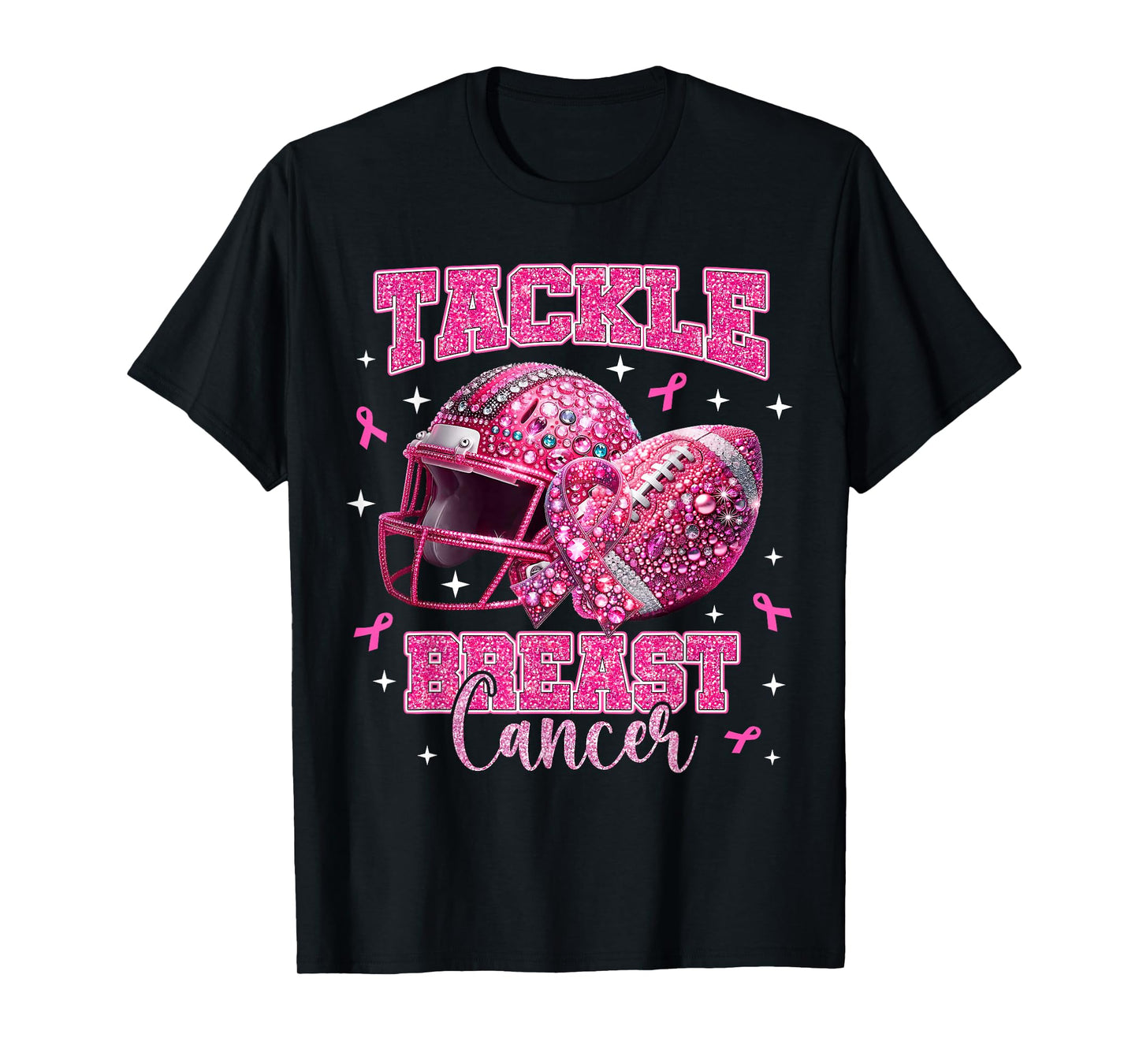 Tackle Breast Cancer Awareness Pink American Football Funny T-Shirt