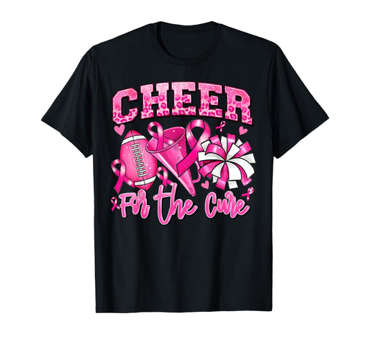 Football Cheer For The Cure Pink Ribbon Breast Cancer Womens T-Shirt