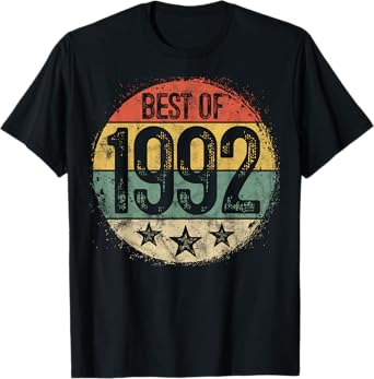 Best Of 1992 33rd Birthday Gifts For Men Women 33 Year Old T-Shirt