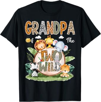 Grandpa Of The Two Wild 2Nd Birthday Safari Animal Lover T-Shirt