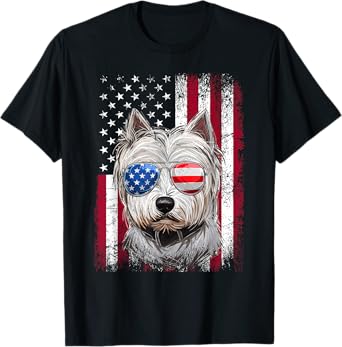 American Flag Patriotic Westie Dog Lover 4th Of July T-Shirt