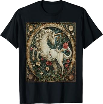Vintage White Majestic Unicorn Ancient Victorian Style Art T-Shirt