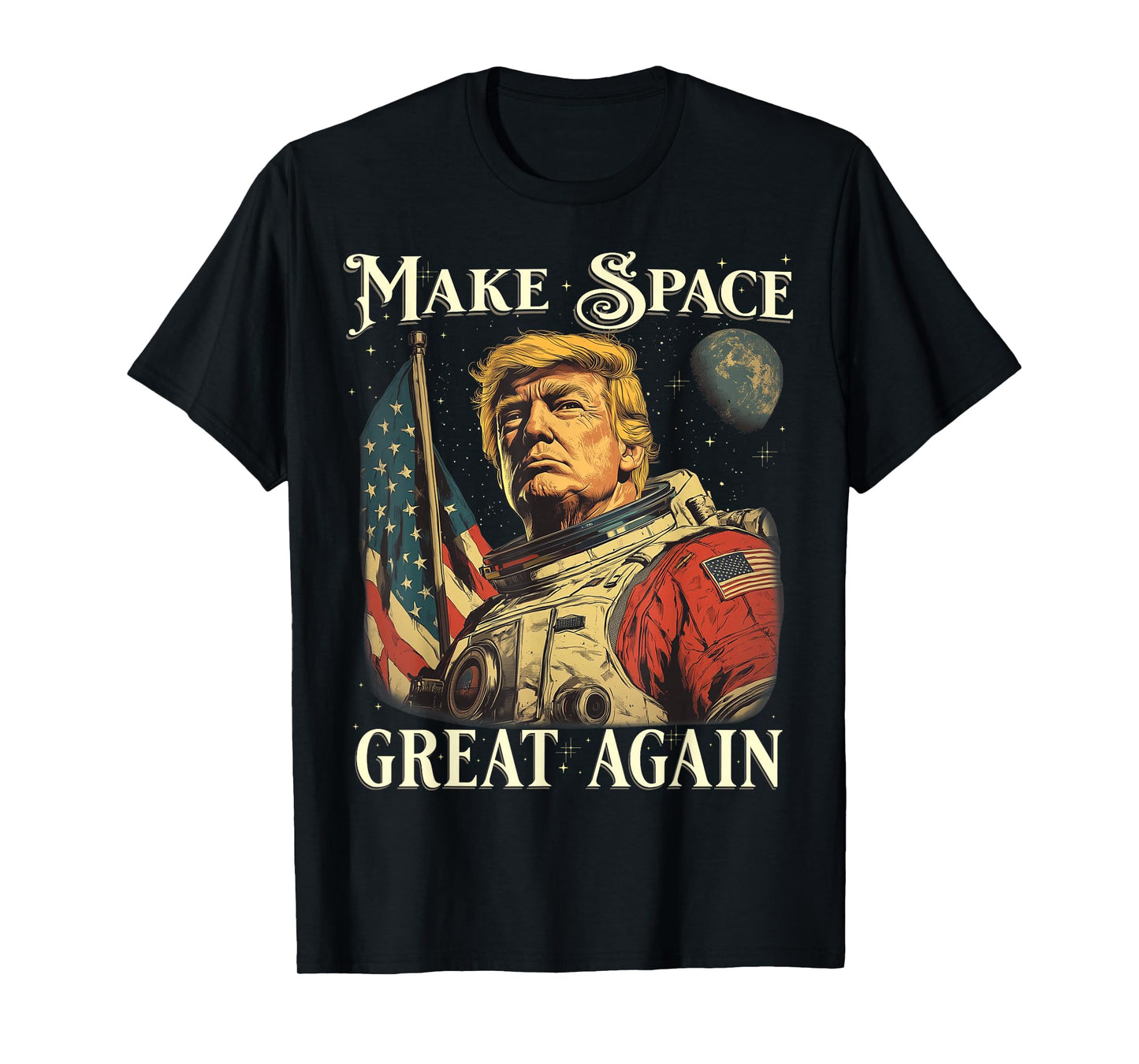 Funny Space Astronaut American Patriotic 4th of July Graphic T-Shirt