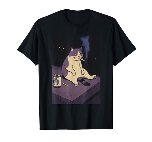 Cigarette Kitten Funny Smoking Cat Meme Stupid Brainrot T-Shirt