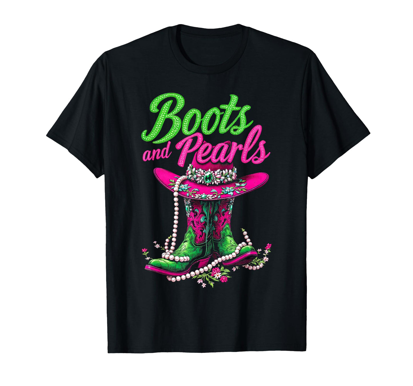Boots To The Ground Pink Cowgirl T-Shirt