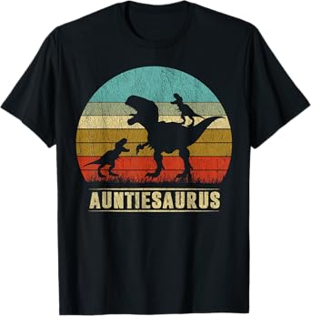Auntie Dinosaur Auntiesaurus 2 Two kids Matching christmas T-Shirt