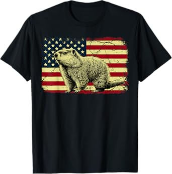 Punxsy Phil American Flag Groundhog Day For Men Women T-Shirt