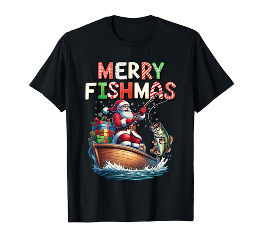 Merry Fishmas Santa Fishing Lovers Funny Fisherman Christmas T-Shirt