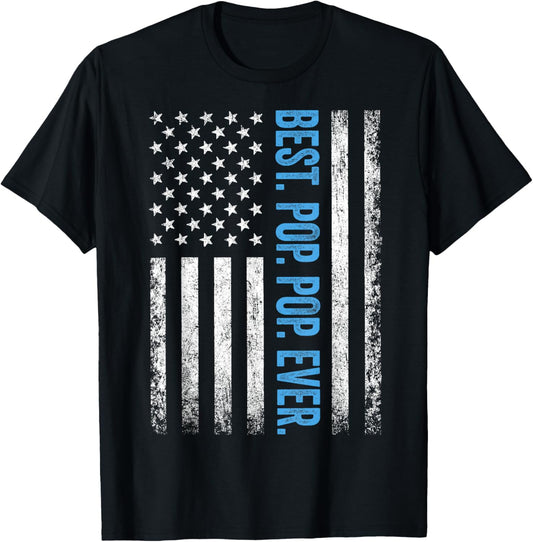 Best Pop pop Ever Vintage American Flag Fathers Day Gift Dad T-Shirt