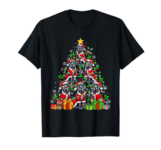 Group Santa Great Danes As Xmas Tree Colorful Lights Owner T-Shirt