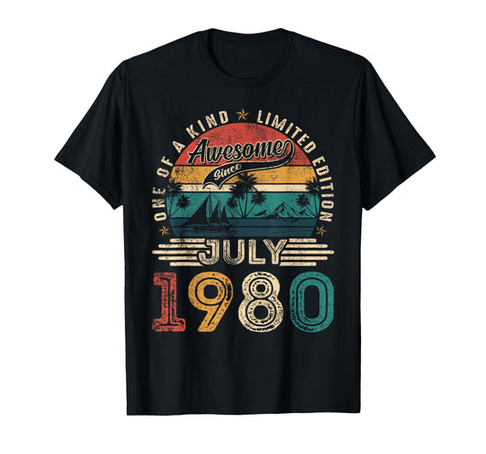 Awesome Since July 1980 Vintage Retro 45th Birthday Men Dad T-Shirt