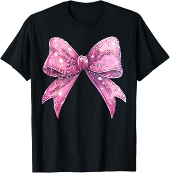 Cute Pink Bow Coquette Aesthetic Bow Print Bow T-Shirt