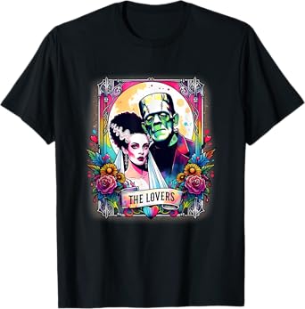 The Monster Frankenstein And Bride The Lovers Tarot Card T-Shirt