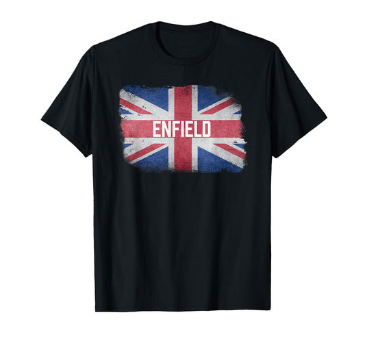 Enfield | United Kingdom British Flag Vintage UK Souvenir T-Shirt