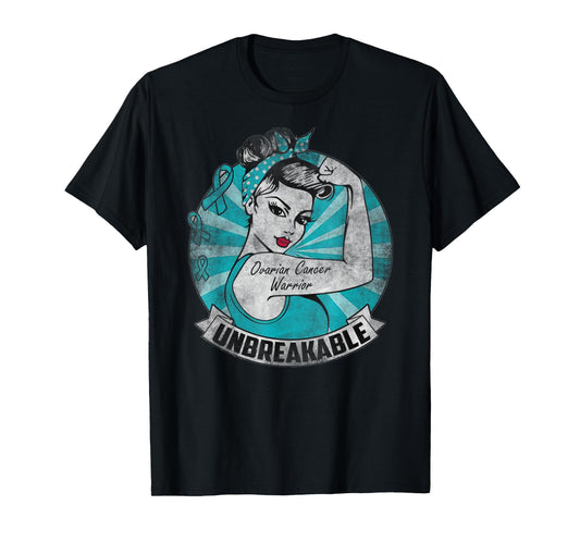 Ovarian Cancer Awareness Warrior Unbreakable Support Squad T-Shirt
