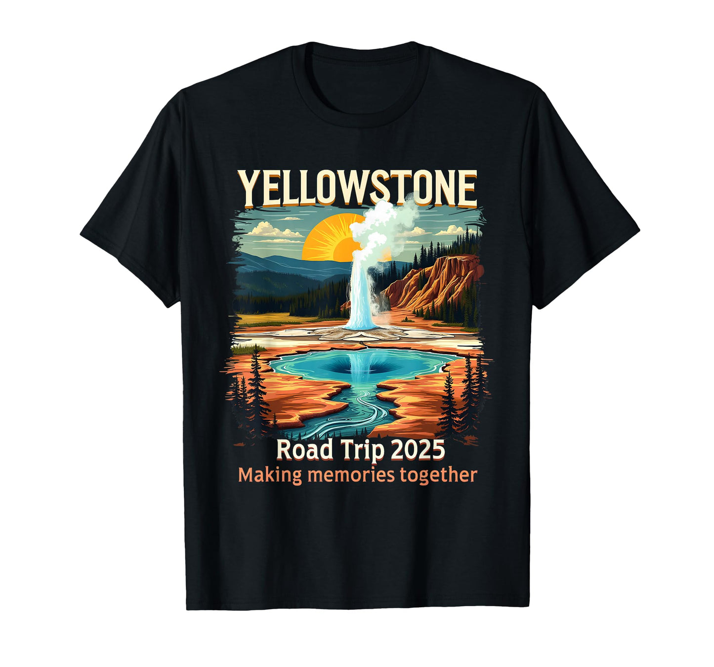 Yellowstone Family Road Trip 2025 National Park Outdoor T-Shirt