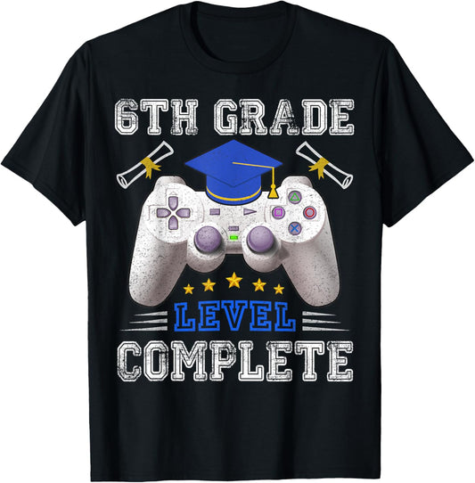 6th Grade Level Complete Gamer Class Of 2025 Graduation T-Shirt