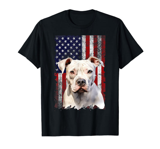 American Bulldog Dog 4th of July American Flag Patriotic T-Shirt for Men Women Kids