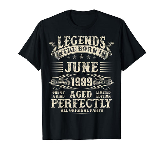 36th Birthday Gifts For Men 36 Year Old Bday June 1989 T-Shirt
