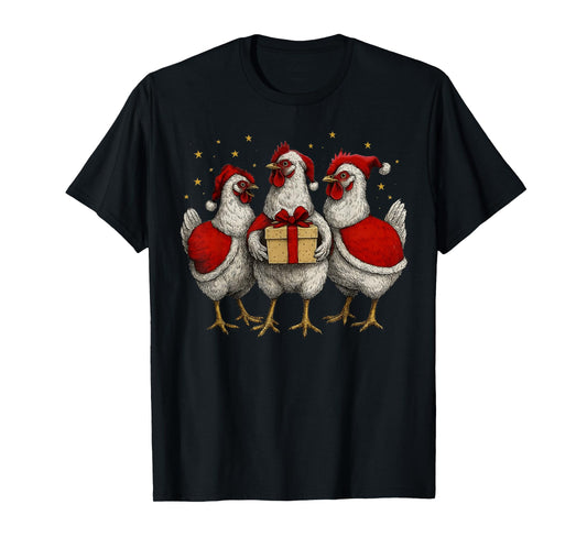 Funny Chicken Santa Xmas Tree Farm Merry Christmas Men Women T-Shirt