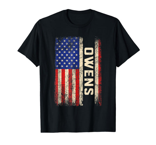 Owens Last Name Shirt Owens Name American Flag Women Kids Men T-Shirt