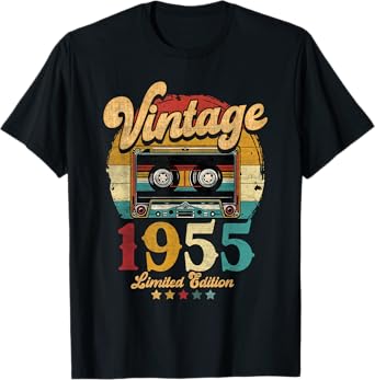 Vintage 1955 Retro 70th Birthday 70 Year Old Cassette Tape T-Shirt