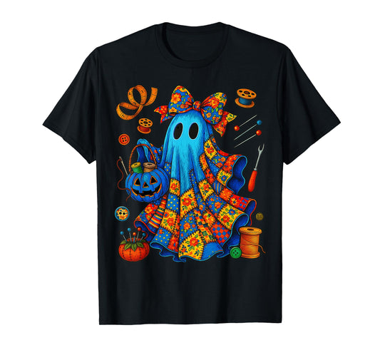 Halloween Boo Ghost Patchwork Quilter Quilting Sewing Womens T-Shirt