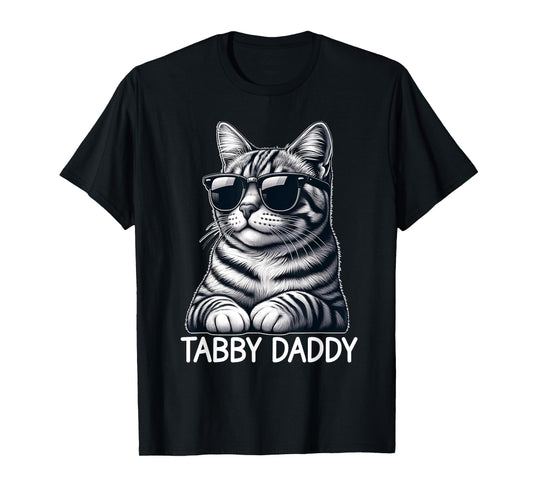 Tabby Daddy Cat Dad Funny Graphic Grey Tabby Cat Lover Men Women T-Shirt