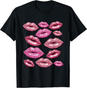 Pink Coquette Kisses Lipstick Lip Kisses T-Shirt