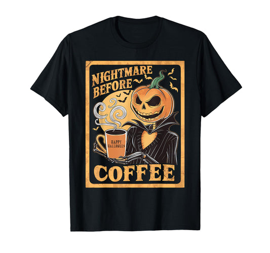 Nightmare Before Coffee Christmas Skeleton Funny Halloween T-Shirt