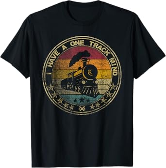 I Have A One Track Mind Train Retro Engine Model Railroad T-Shirt