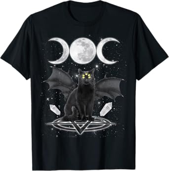 Triple Moon Witch Cat Wicca Wiccan Pagan Symbol Halloween T-Shirt for Men Women Kids
