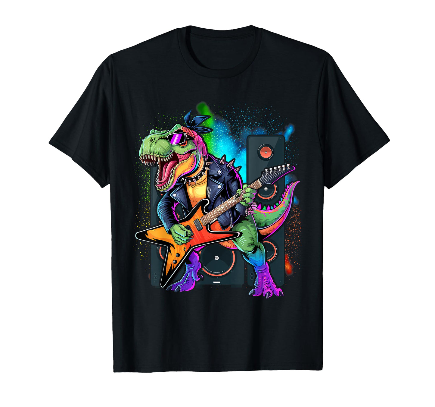 Funny Dinosaur, Rock'n Roll Goth Dino, Guitar Band T-Shirt