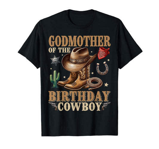 Cute Godmother Of The Birthday Cowboy Western Bday Boys Kids T-Shirt