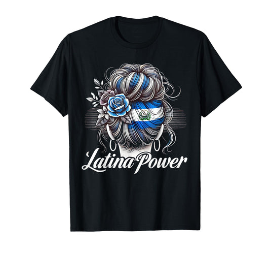 Hispanic Heritage Month Latina Power El Salvador Flag Women T-Shirt