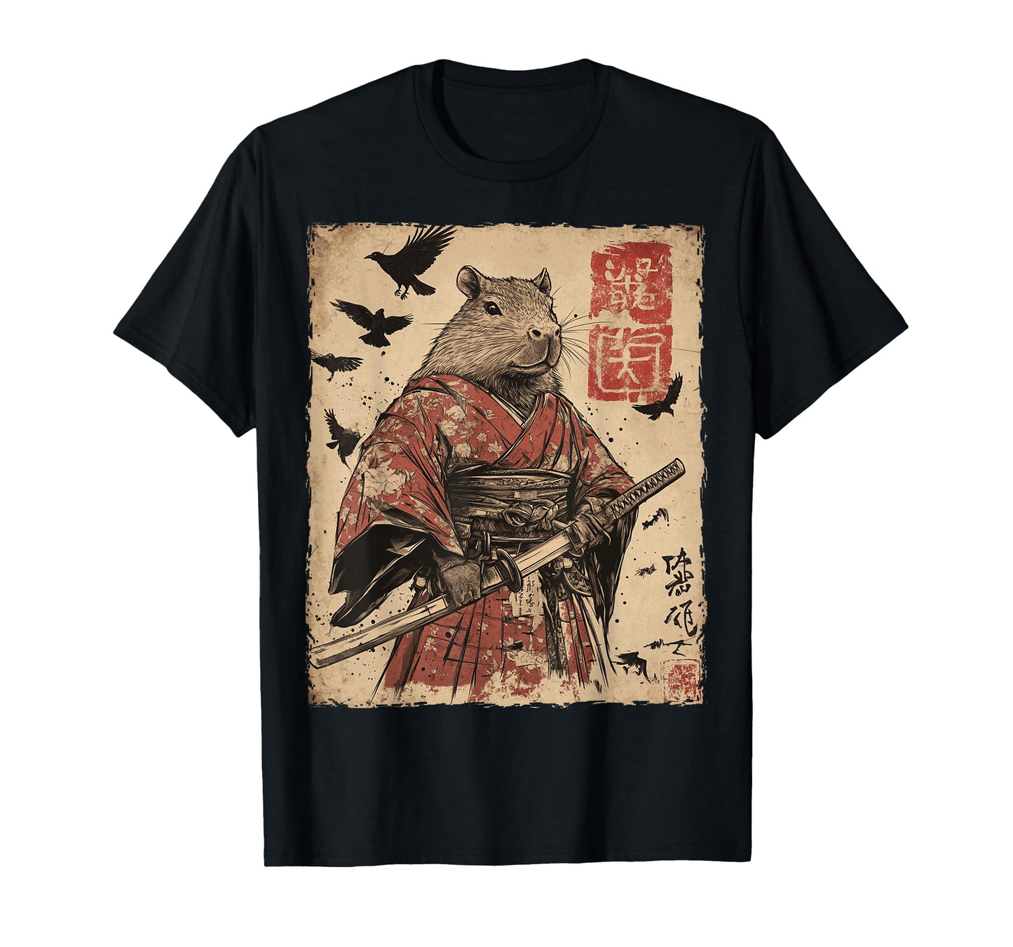 Capybara Samurai Graphic Japanese Warrior Anime T-Shirt
