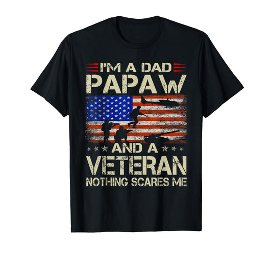 I'm A Dad Papaw And Veteran Funny Retro Dad Papa Grandpa T-Shirt