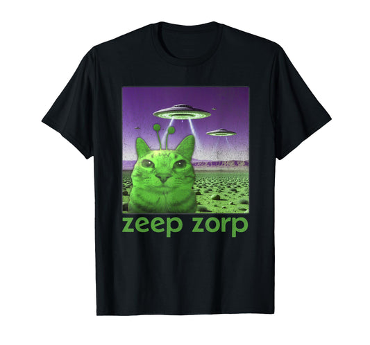 Funny Alien Cat Meme Graphic T-Shirt