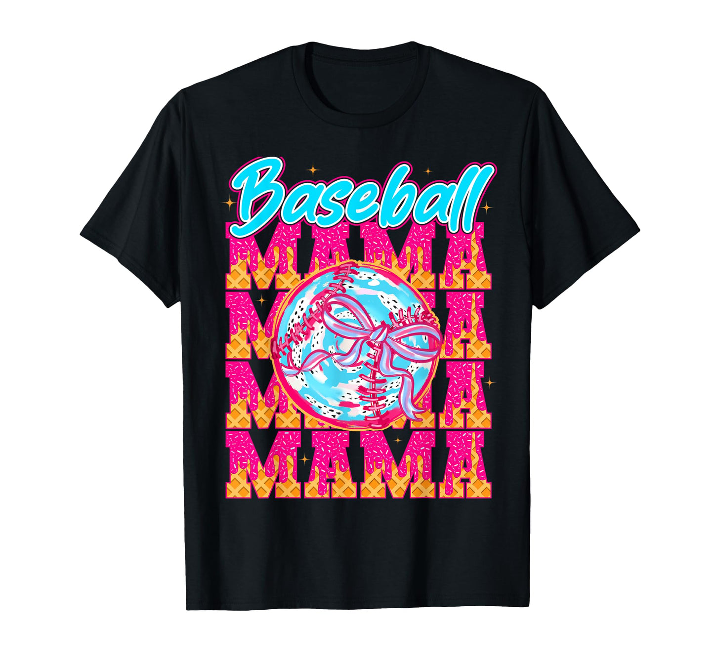 Baseball Drip Mama Ice Cream Drip Baseball Women Game Day T-Shirt