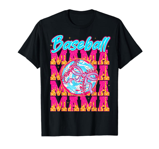 Baseball Drip Mama Ice Cream Drip Baseball Women Game Day T-Shirt