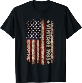 Vintage 1985 American Flag 40 Years Old 40th Birthday Gifts T-Shirt