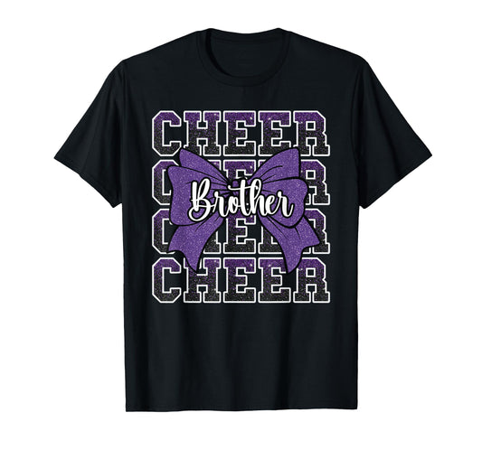 Cheer Brother Bow Sport Cheerleader Cheerleading Purple T-Shirt